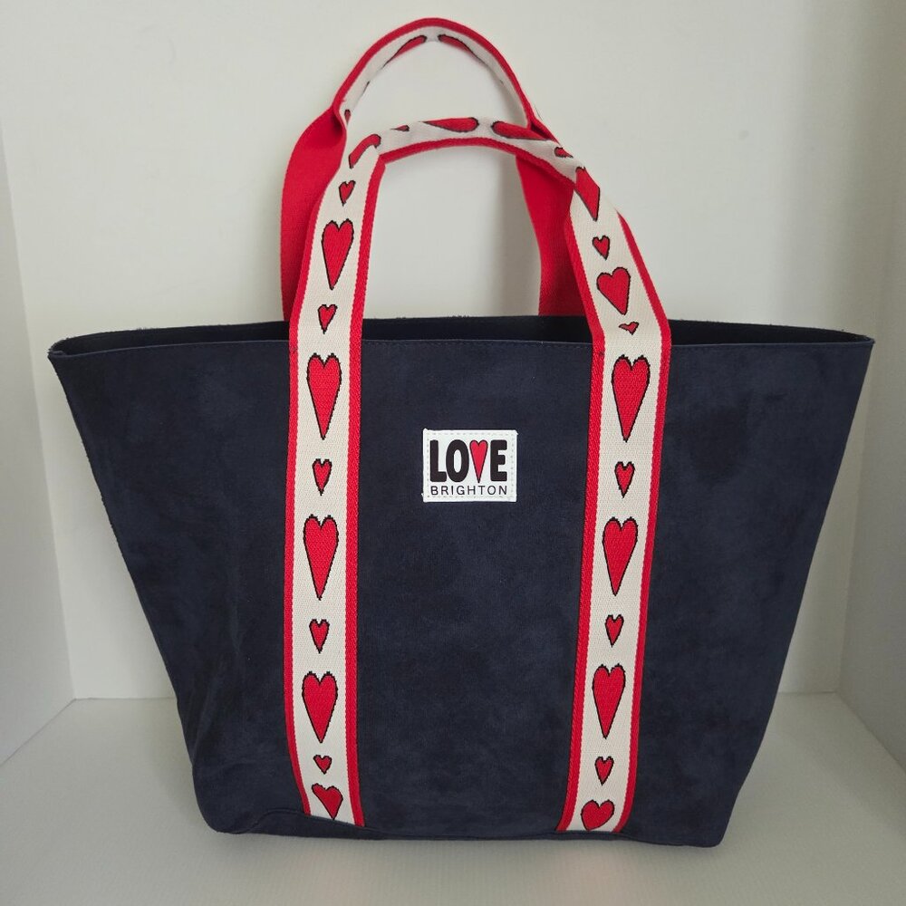 Brighton Blue Velveteen Love Canvas Tote 12X12X6